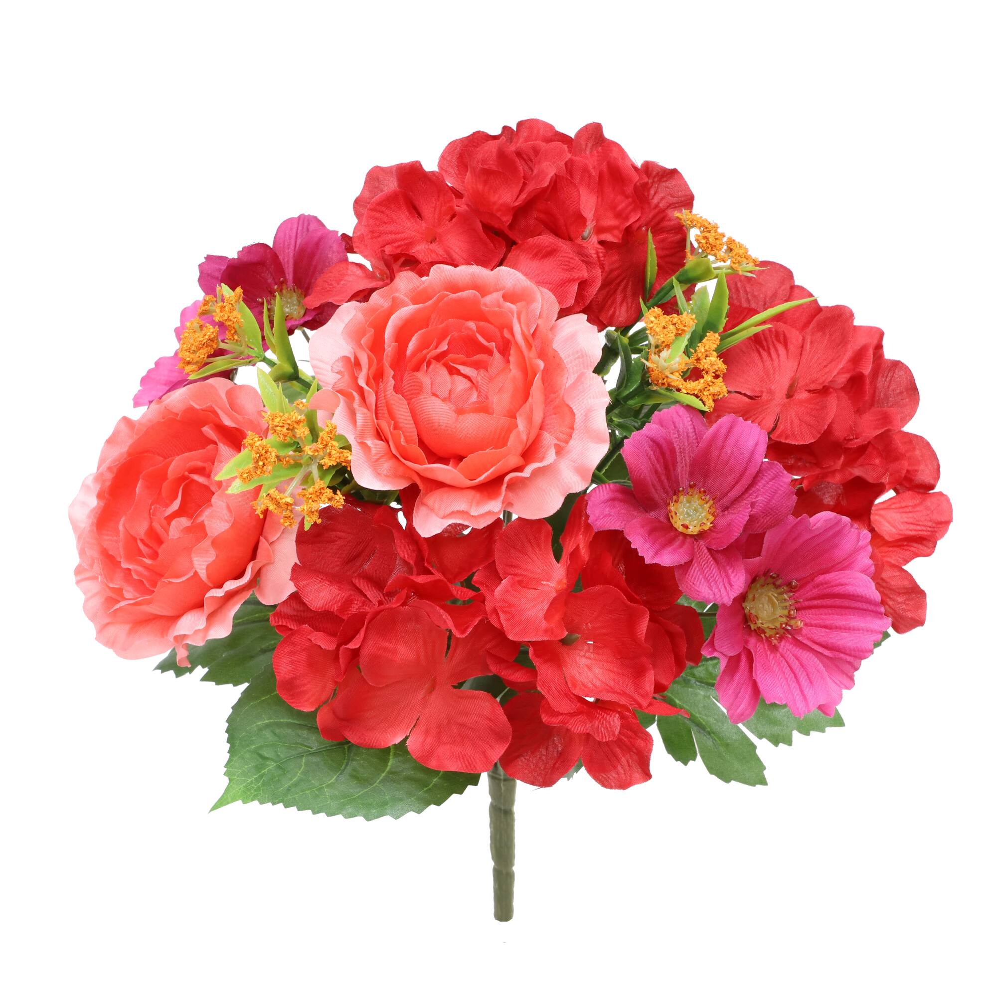 13.5" Red & Violet Ranunculus & Hydrangea Bush by Ashland®